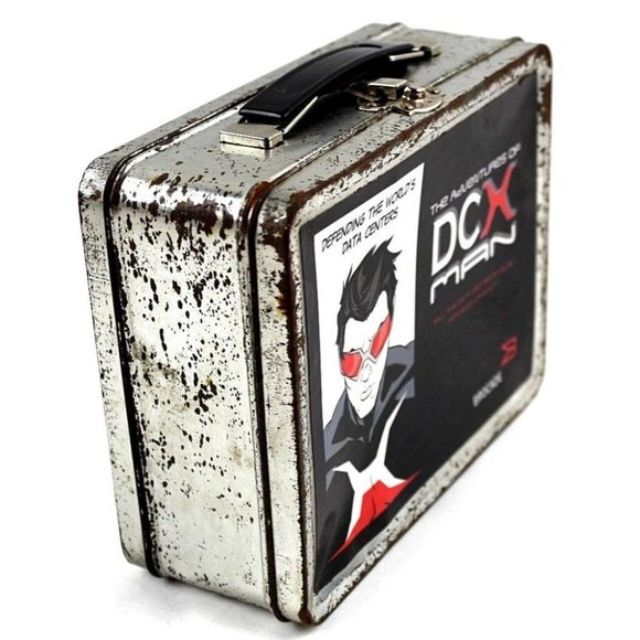 VTG Adventures of DCX Man Metal Lunchbox Brocade 7 5/8" w x 3 1/8" d x 6” high - Picture 3 of 6